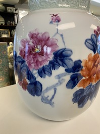 A Chinese floral vase, signed Wang En Huai, dated 1997